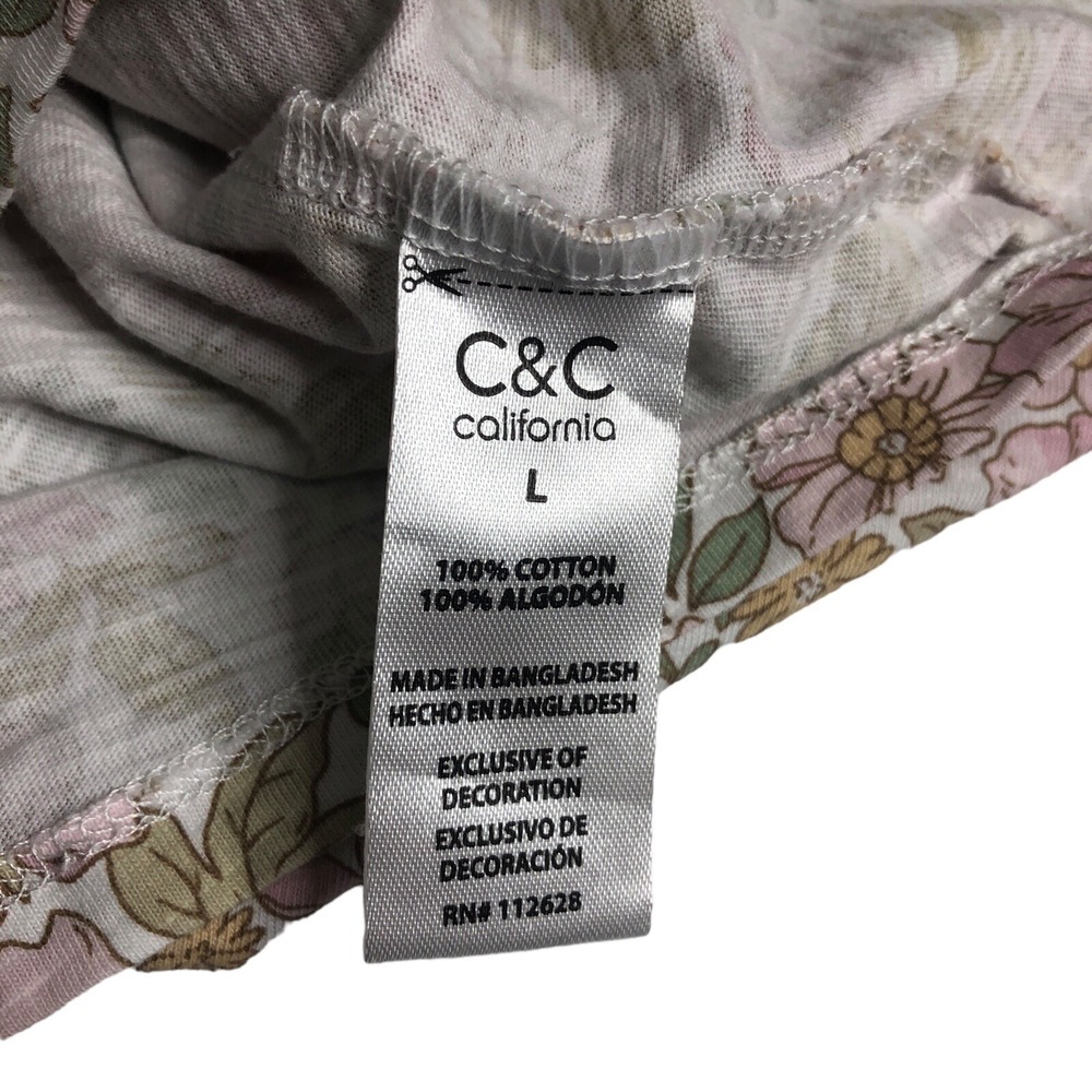 C&C California Top Womens M Floral Spread Love Graphic Preppy Boho Cottagecore - Picture 5 of 11